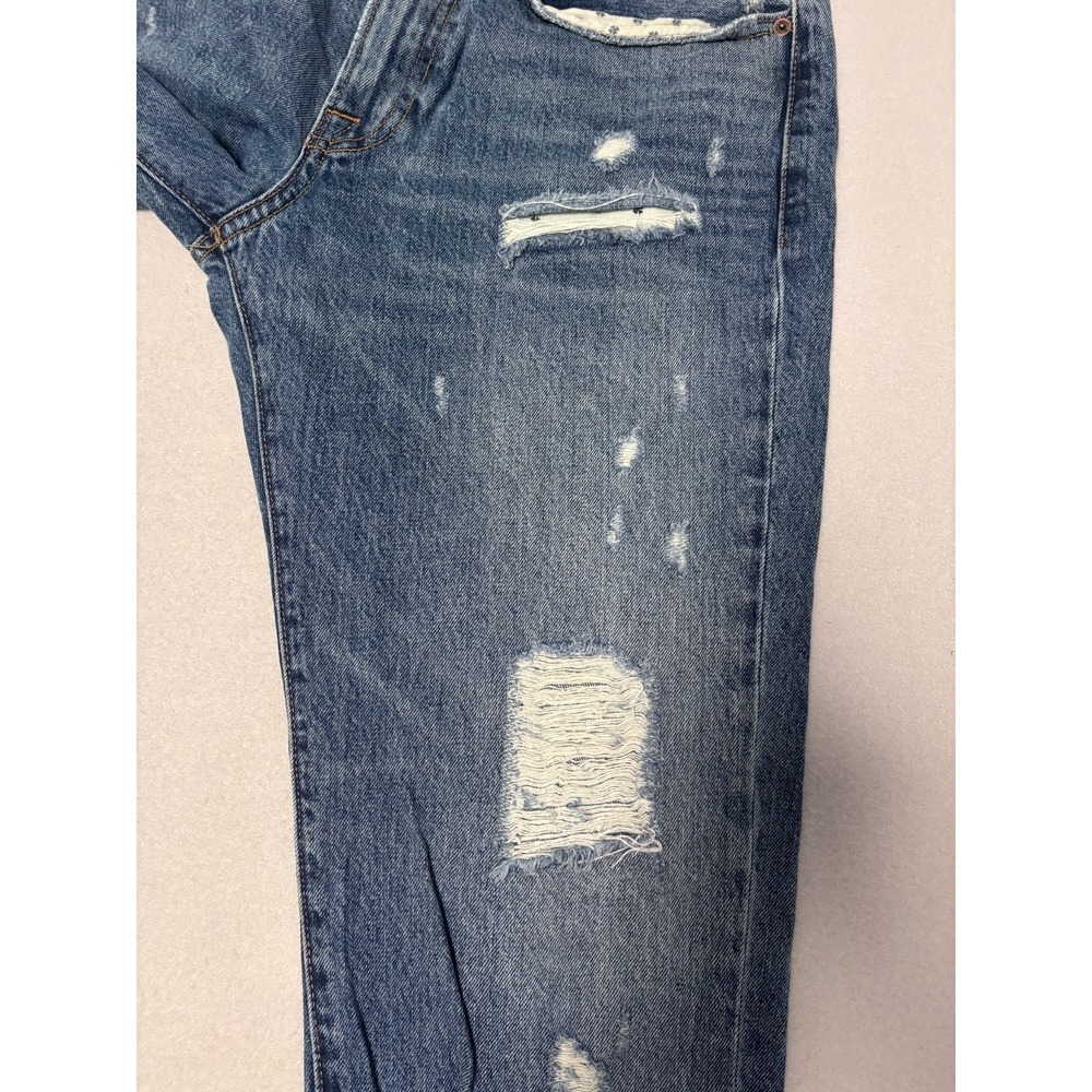 Lucky Brand Mens 33/32 121 Slim Jeans Blue Distressed Ripped Rugged Grunge - Picture 3 of 7